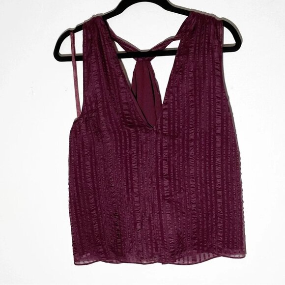 New Frame Draped Textured Silk Halter Top in Cabernet Purple size XL - Picture 3 of 5